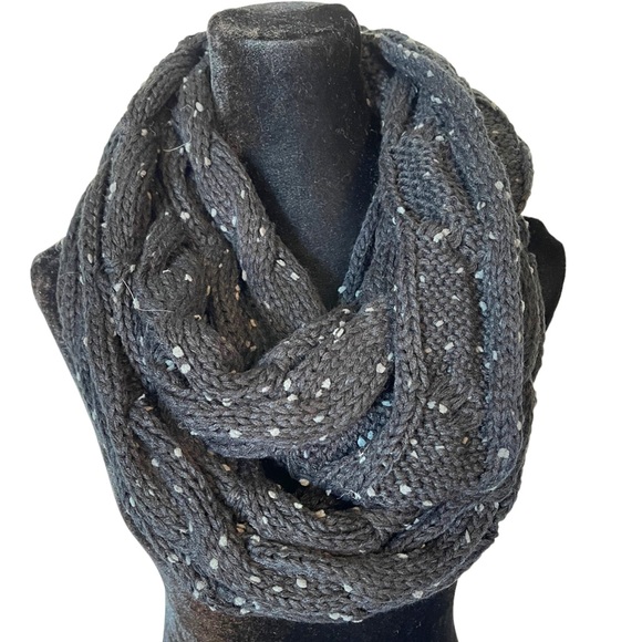 Accessories - Black Spec Cable Knit Infinity Scarf